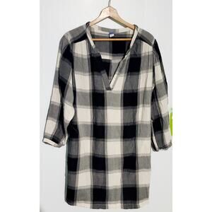 Old Navy Womens Plaid Tunic Size XL Cabincore Cottagecore Minimalist Preppy Boho